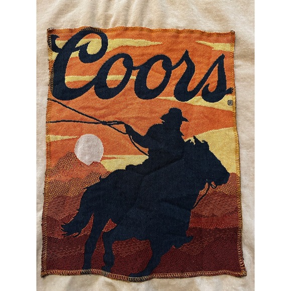 Coors Mens Graphic Sweatshirt Western Cowboy Horse Sunset Crewneck Tan M - Picture 2 of 5
